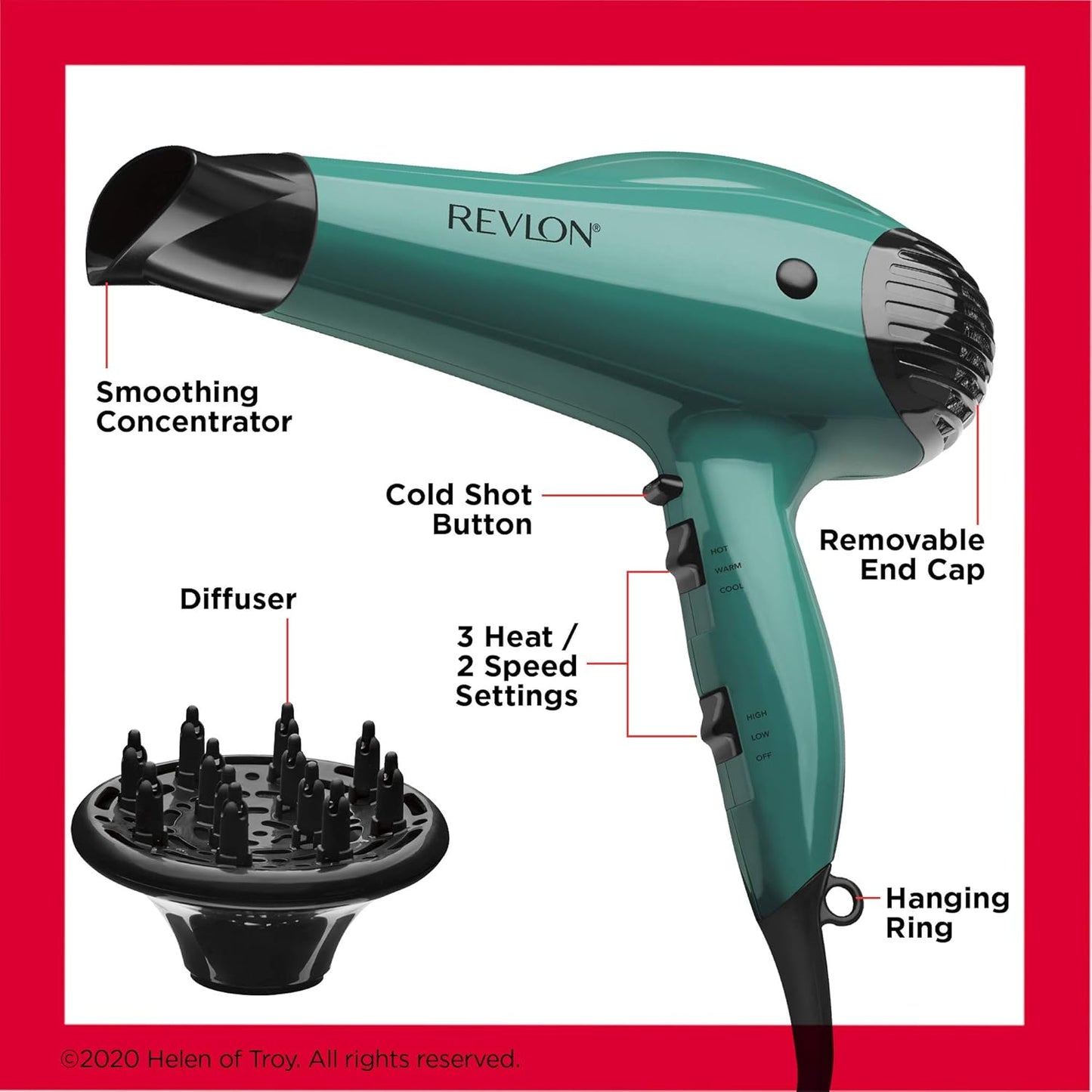REVLON帶擴散器的容量增强型吹風機