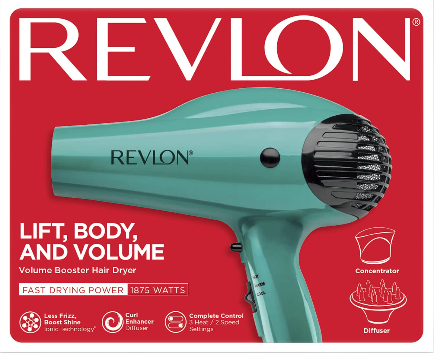 REVLON帶擴散器的容量增强型吹風機