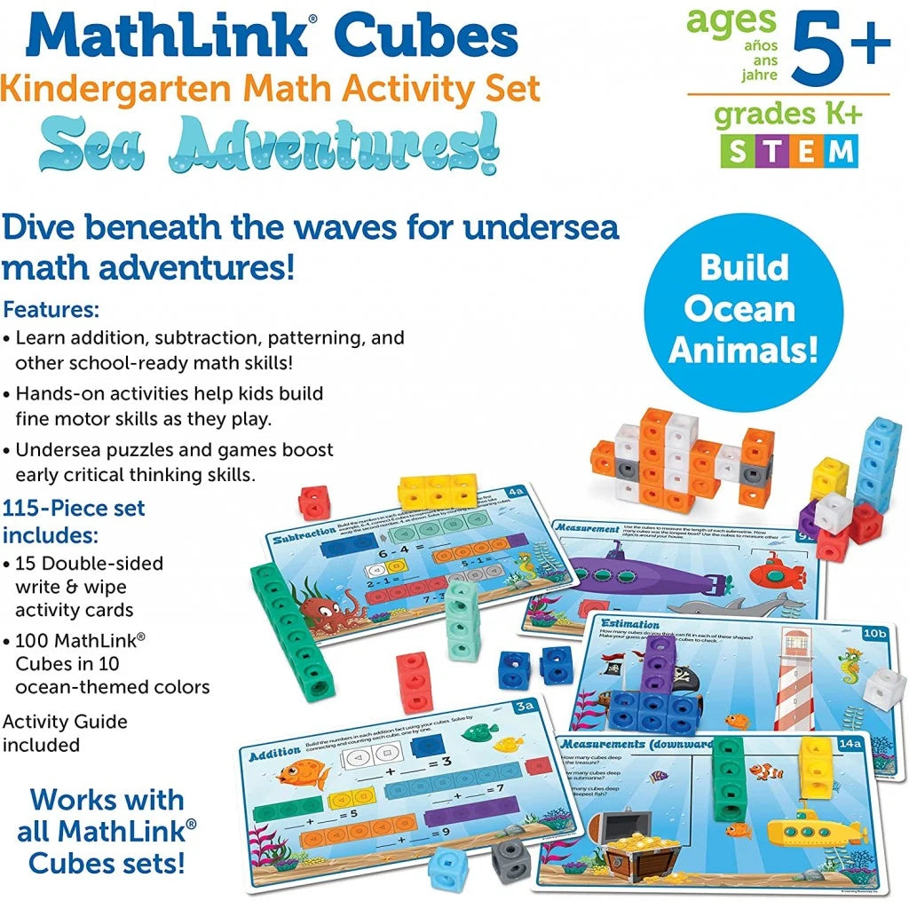 MathLink®Cubes幼儿園數學活動套裝：海洋探險！ （115件套）