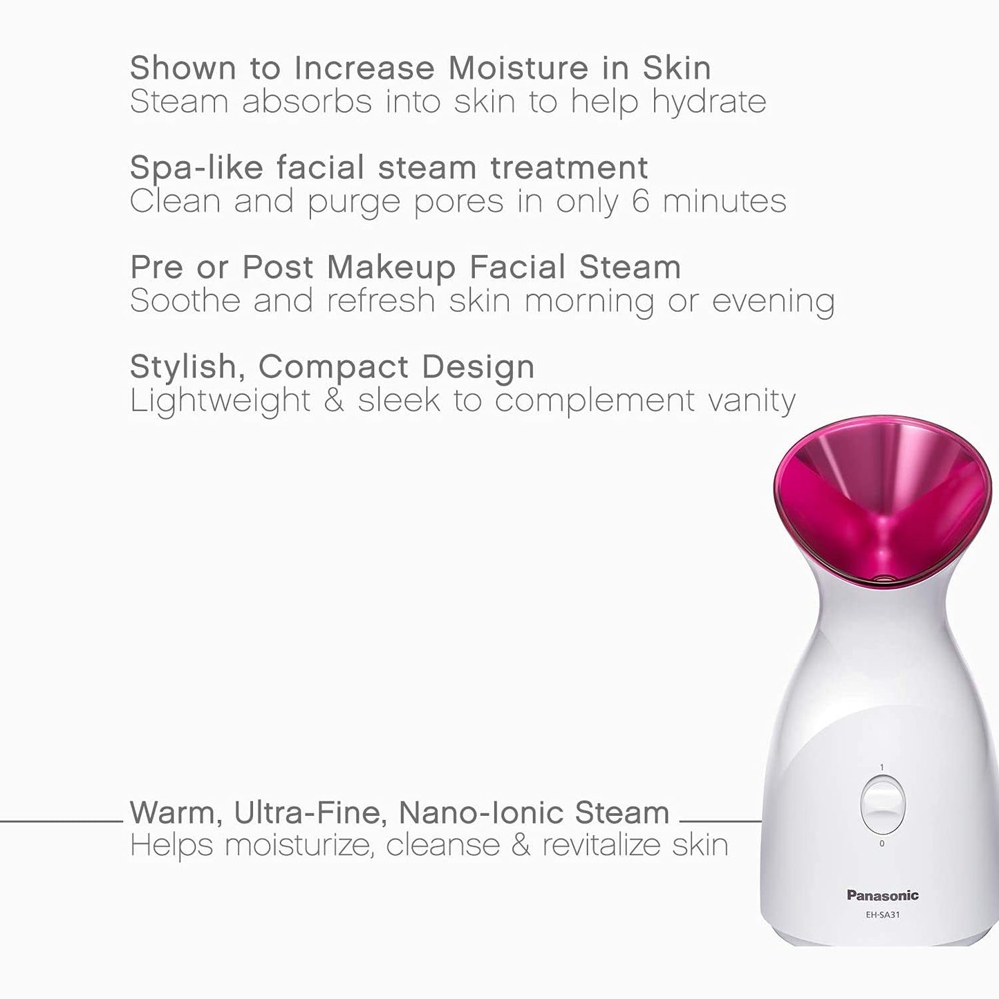 Panasonic EH-SA31VP水療品質面部蒸籠，採用超細蒸氣進行保濕和清潔, 一鍵操作