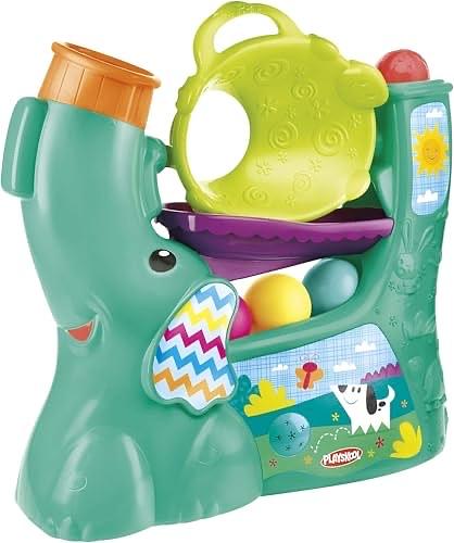 Playskool Chase'N Go Ball Popper玩具，適合活躍的嬰兒和幼兒，配有4個彩色球，適合9、10、11、12個月及以上的男孩、女孩和兒童