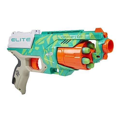 NERF Elite Disruptor動態綠色飛鏢，旋轉鼓，大滿貫火，適合8歲男孩和女孩的兒童戶外玩具